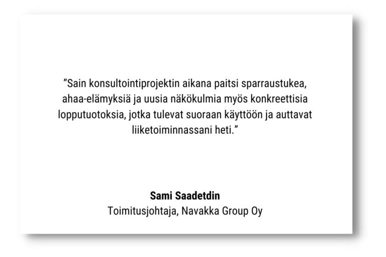 Referenssi: Sami Saadetdin, Navakka Group Oy