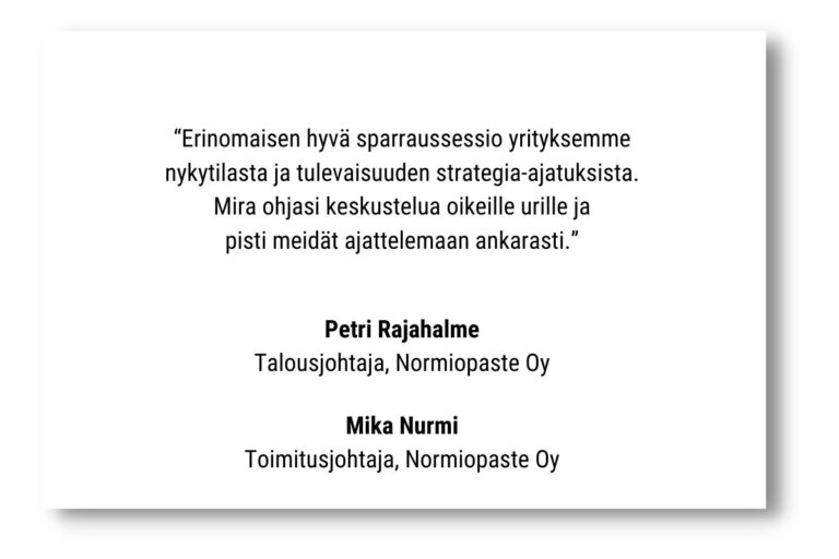 Referenssi: Petri Rajahalme ja Mika Nurmi, Normiopaste Oy
